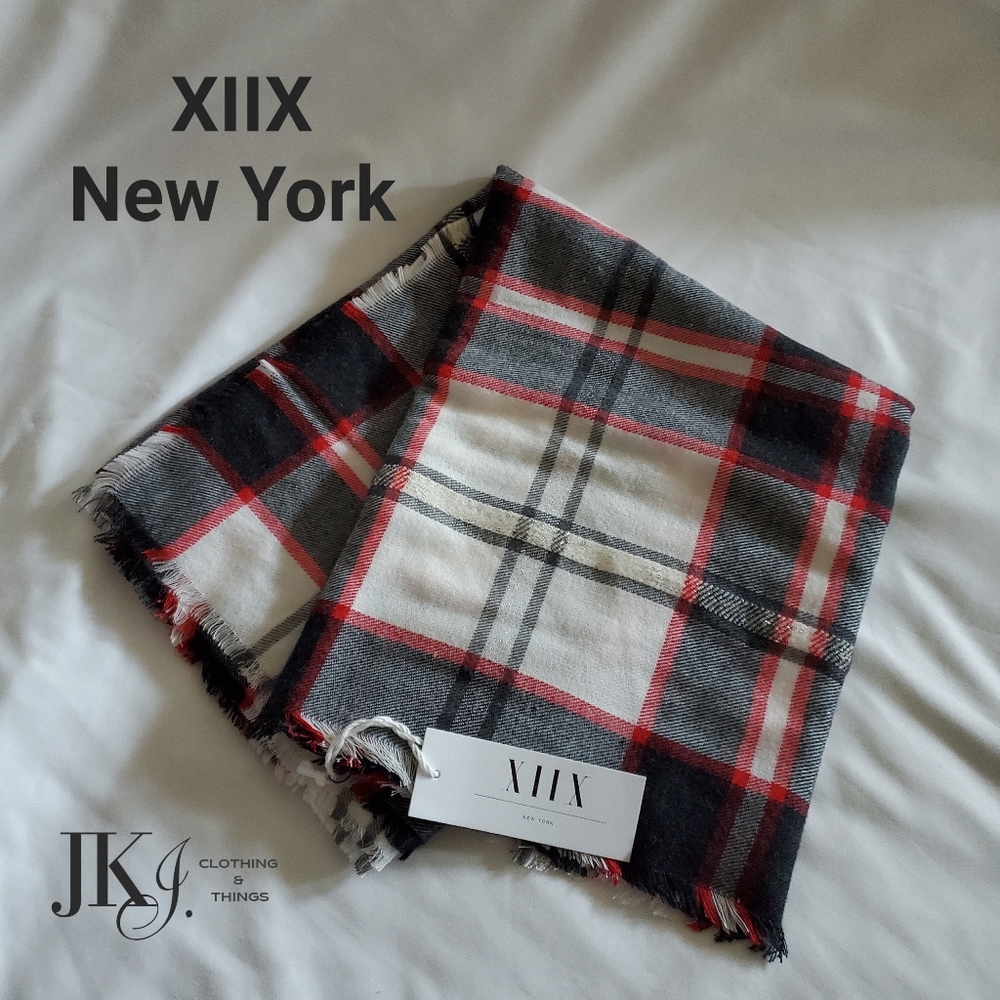 XIIX New York Oversized Scarves/Wraps Black/Multicolor Plaid